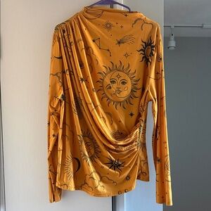 Women's Sun & Moon Draped Long-Sleeve Top - Mustard